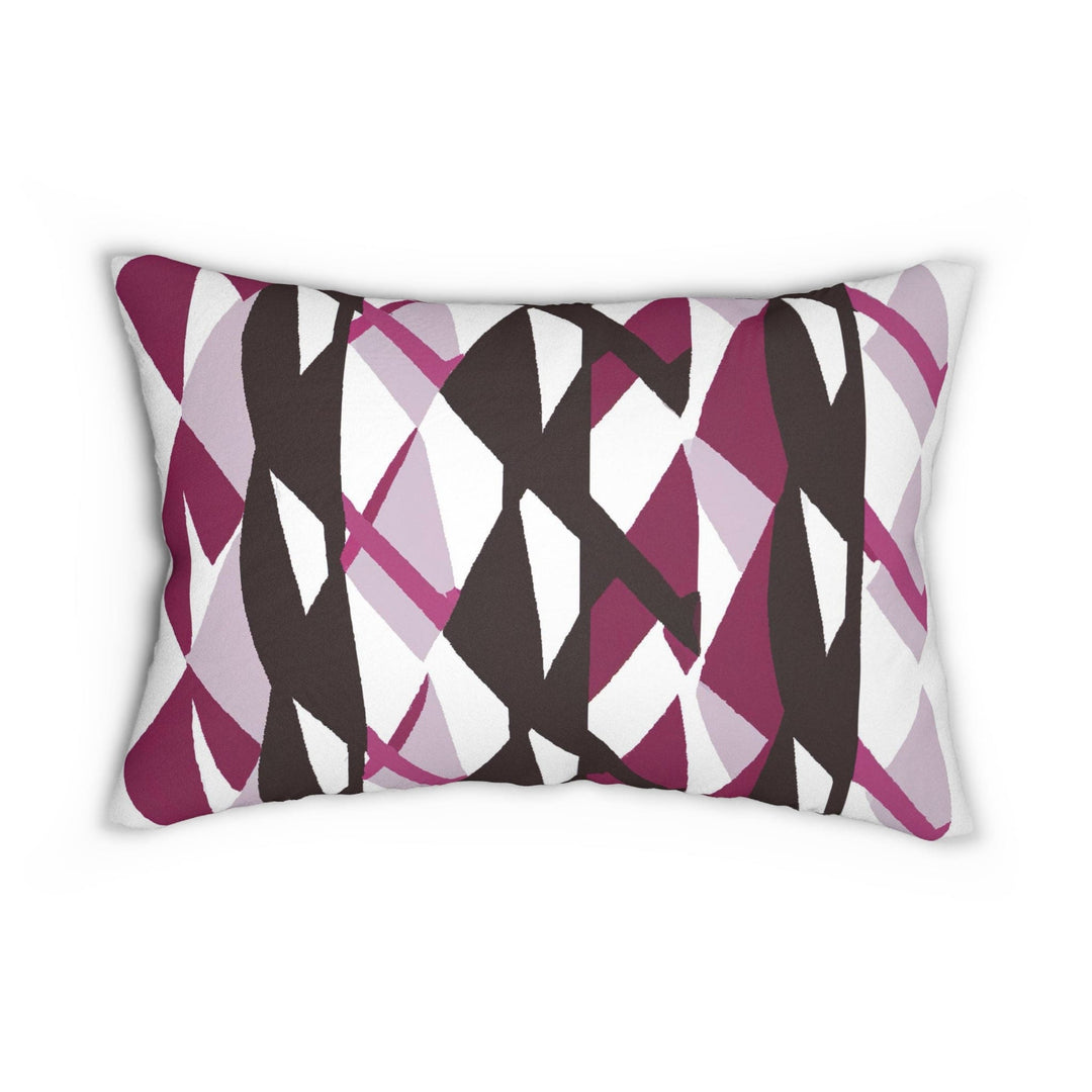 Decorative Lumbar Throw Pillow - Mauve Pink and Maroon Geometric Pattern
