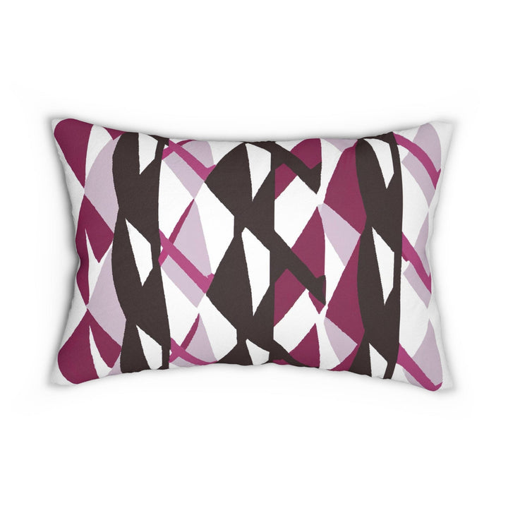 Decorative Lumbar Throw Pillow - Mauve Pink and Maroon Geometric Pattern