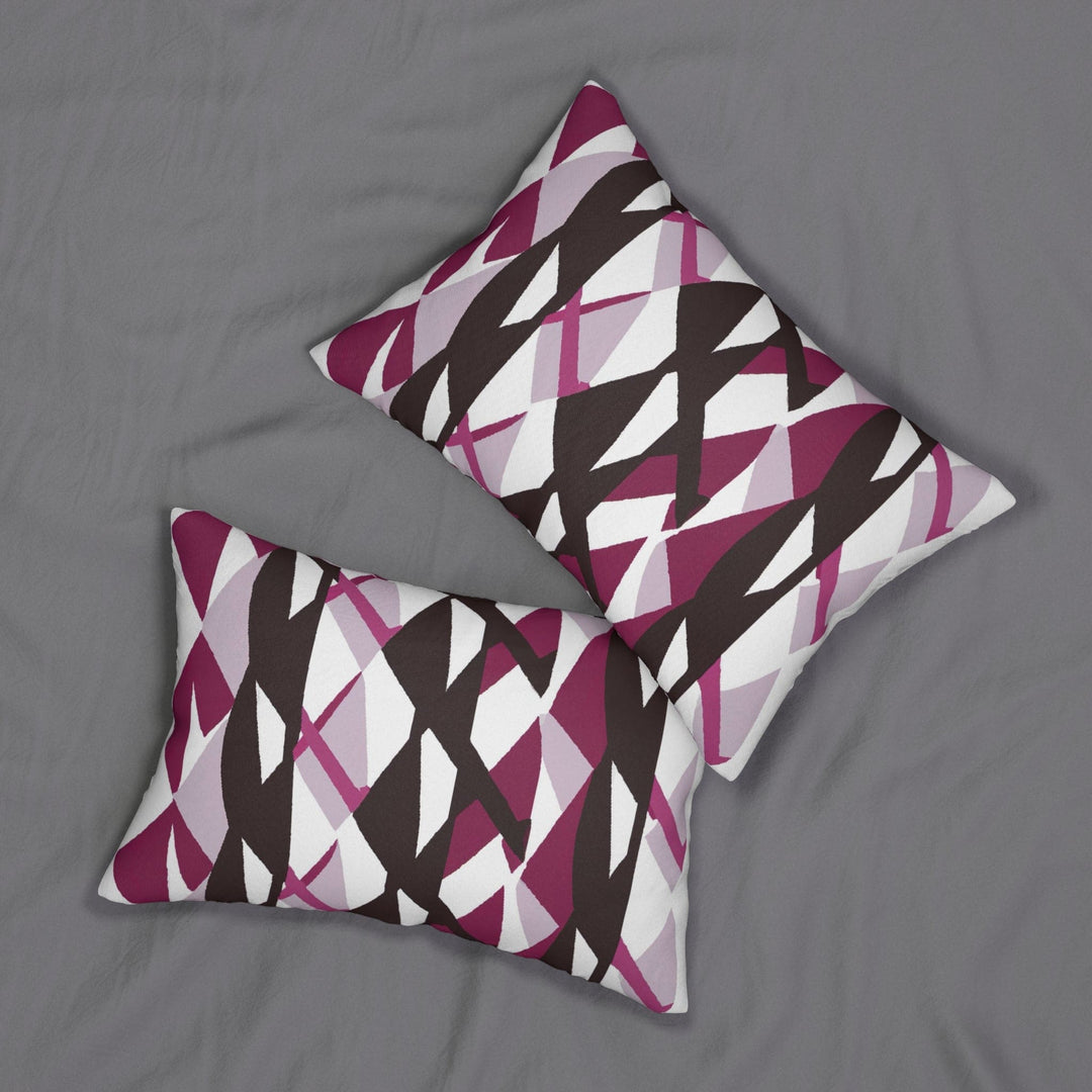 Decorative Lumbar Throw Pillow - Mauve Pink and Maroon Geometric Pattern