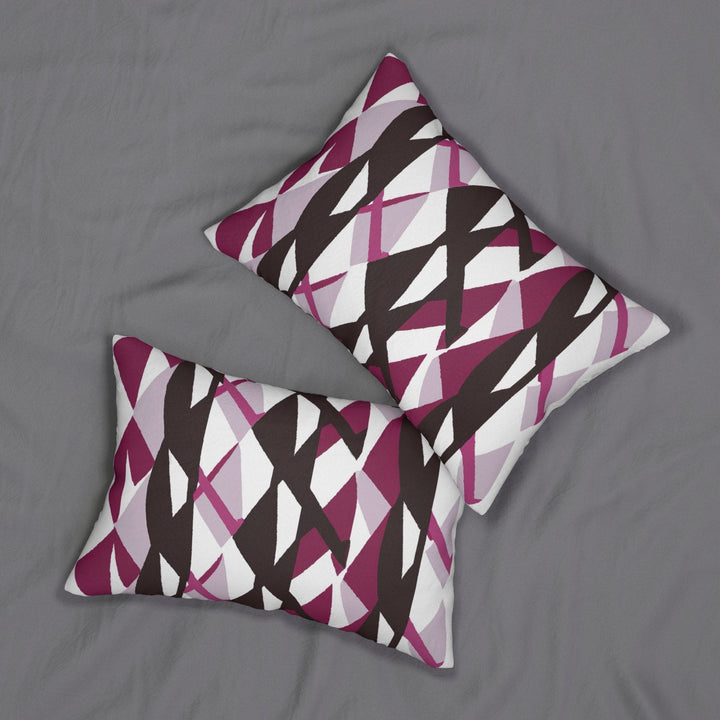 Decorative Lumbar Throw Pillow - Mauve Pink and Maroon Geometric Pattern