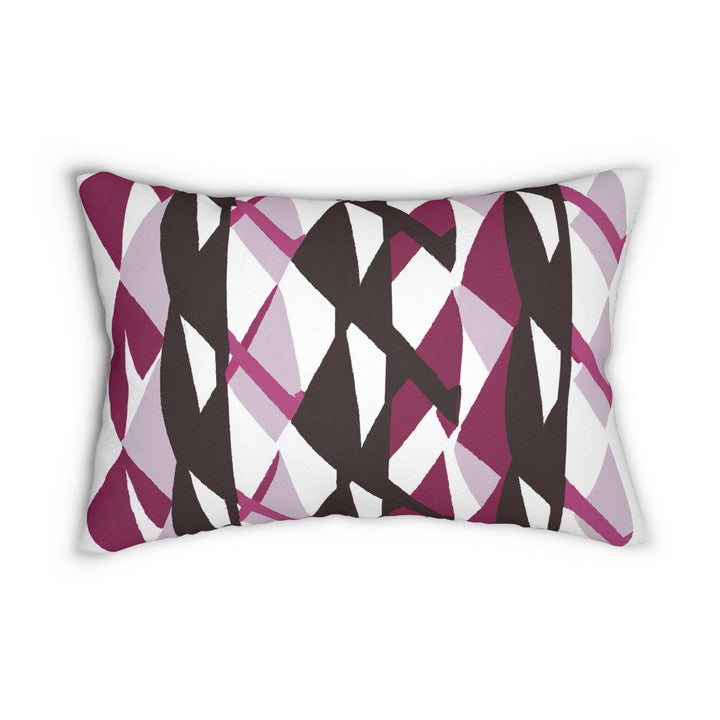 Decorative Lumbar Throw Pillow - Mauve Pink and Maroon Geometric Pattern