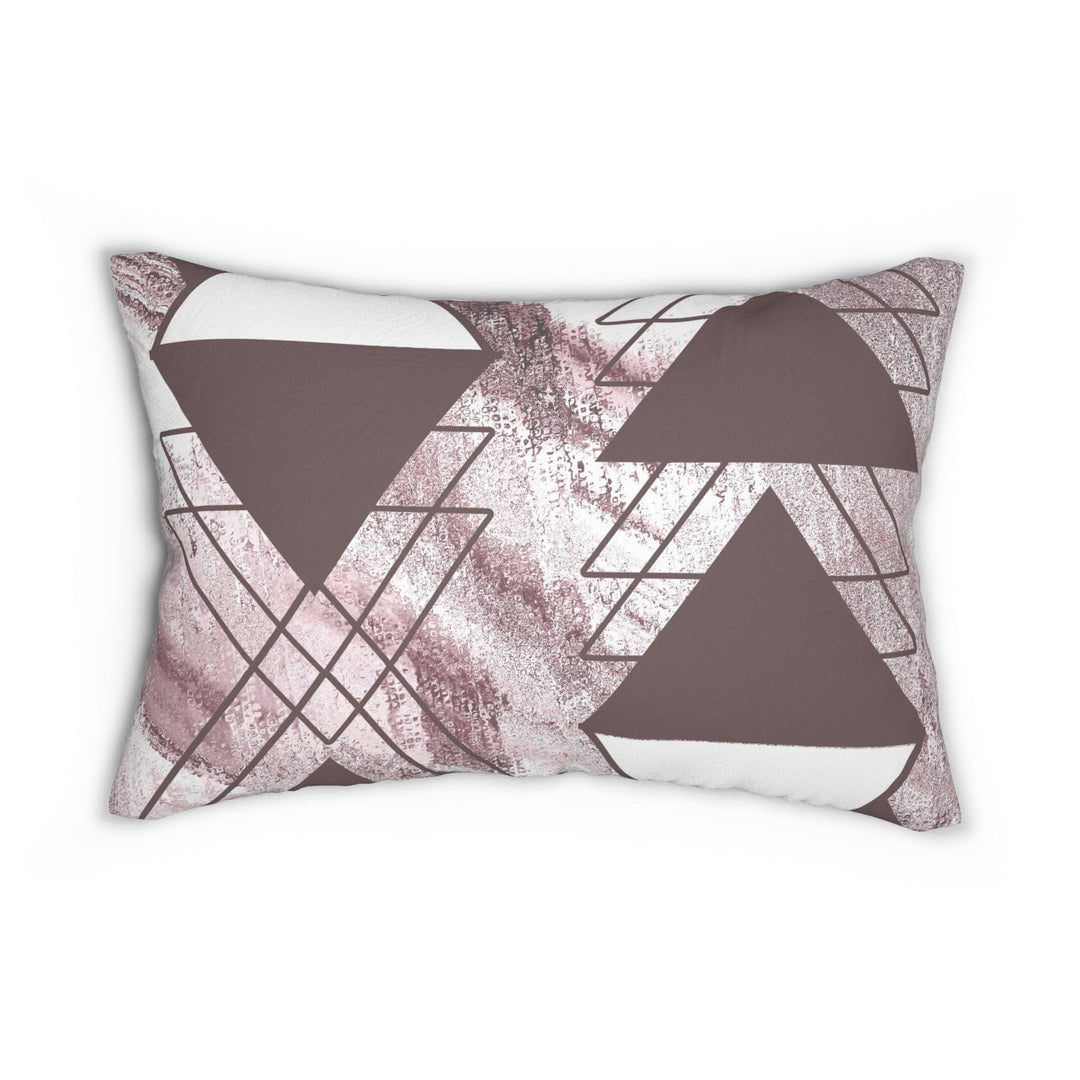 Decorative Lumbar Throw Pillow - Mauve Rose and White Triangular Colorblock