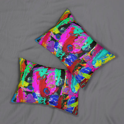 Decorative Lumbar Throw Pillow - Multicolor Abstract Expression Pattern