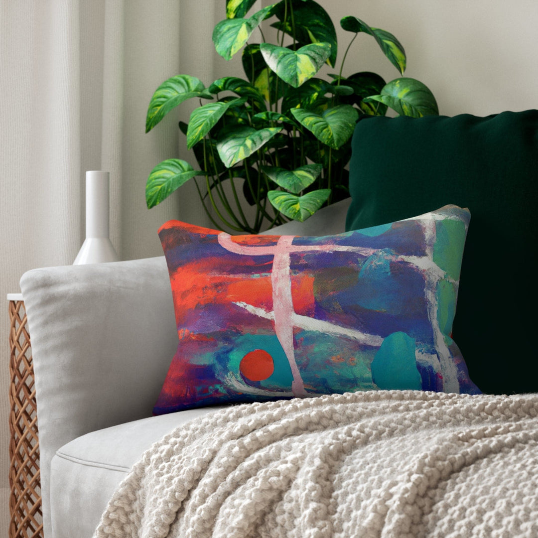 Decorative Lumbar Throw Pillow - Multicolor Abstract Expression Pattern