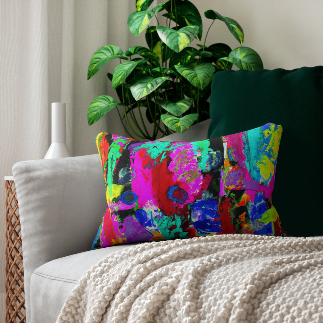 Decorative Lumbar Throw Pillow - Multicolor Abstract Expression Pattern