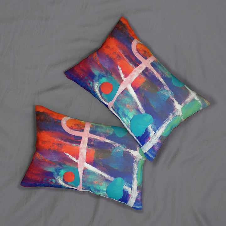 Decorative Lumbar Throw Pillow - Multicolor Abstract Expression Pattern