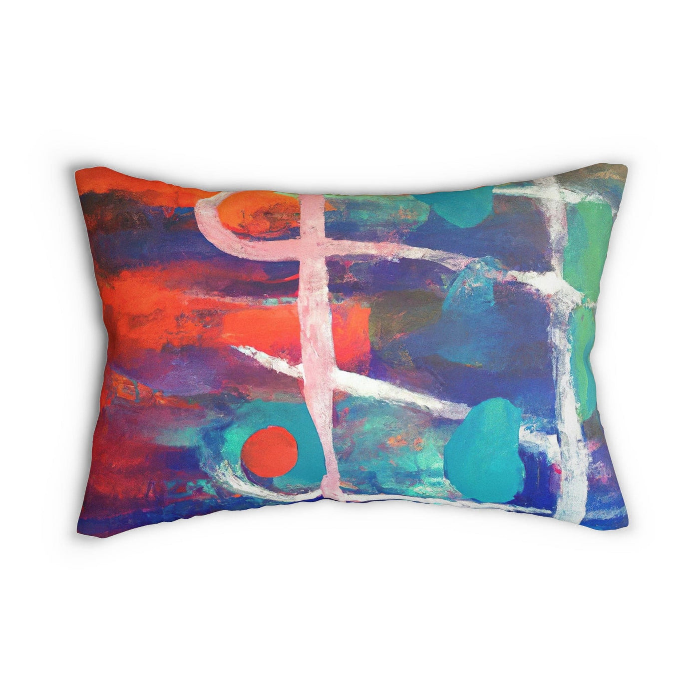 Decorative Lumbar Throw Pillow - Multicolor Abstract Expression Pattern