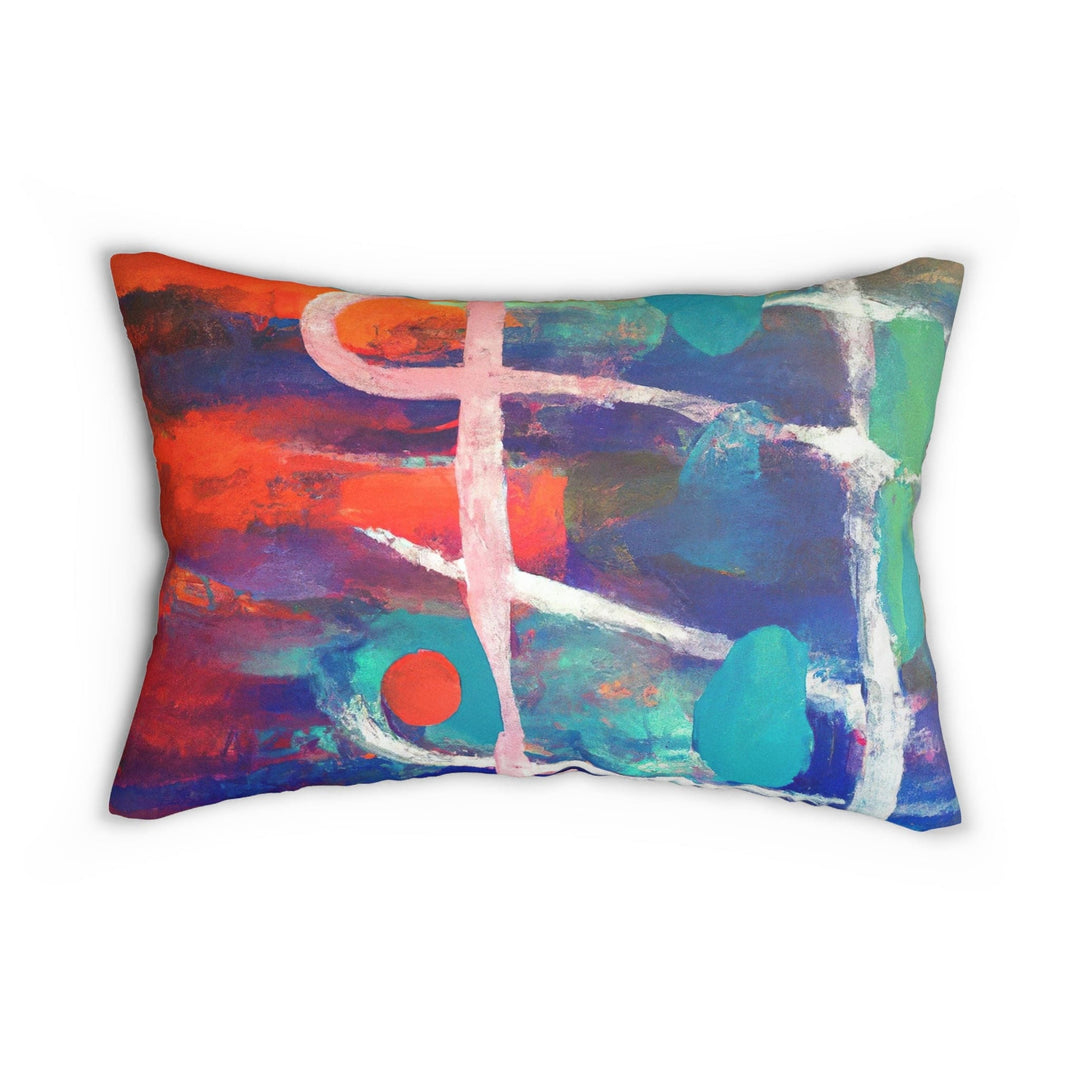 Decorative Lumbar Throw Pillow - Multicolor Abstract Expression Pattern