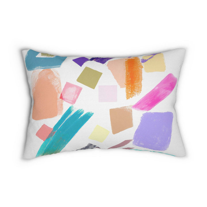 Decorative Lumbar Throw Pillow - Multicolor Pastel Geometric Brush Stroke