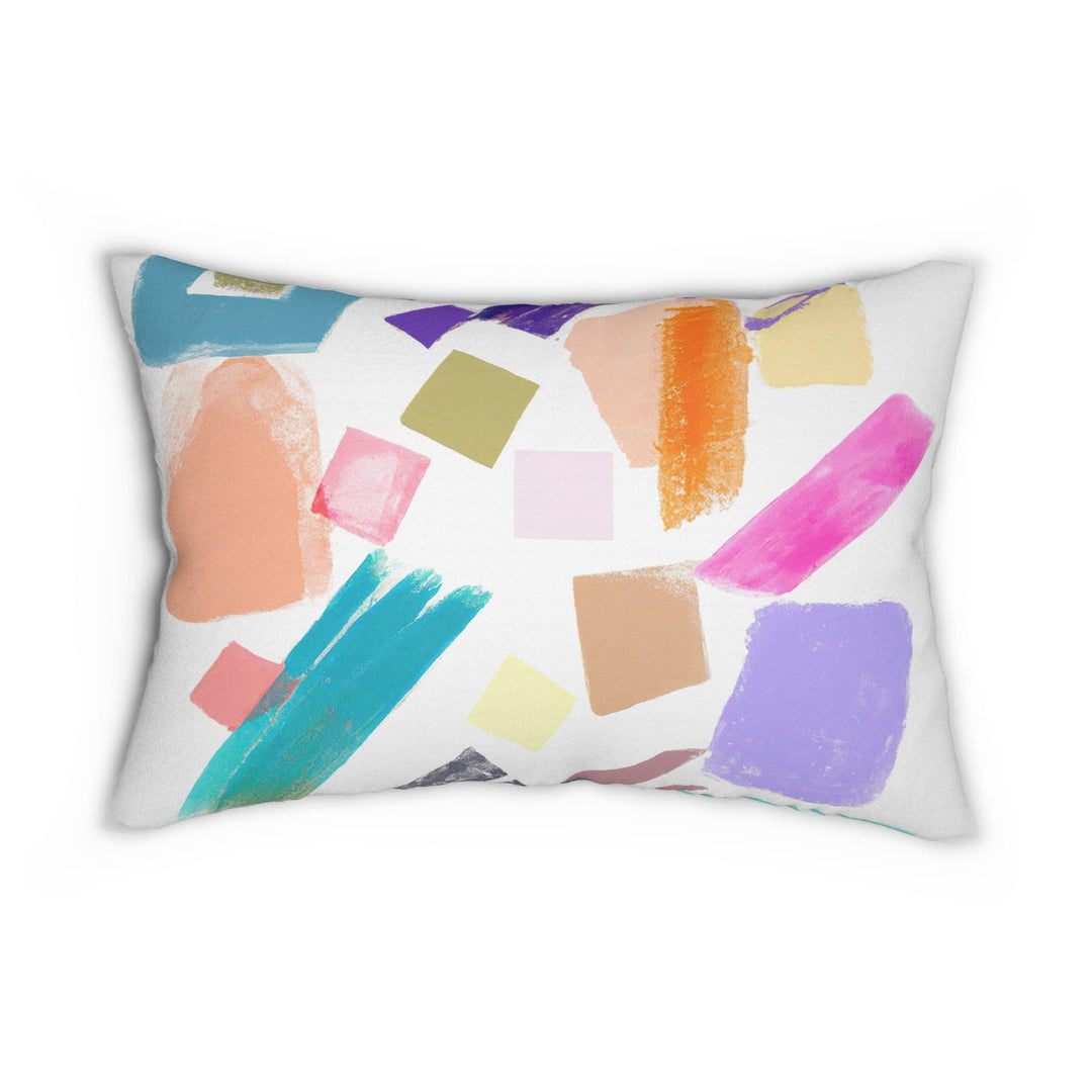 Decorative Lumbar Throw Pillow - Multicolor Pastel Geometric Brush Stroke