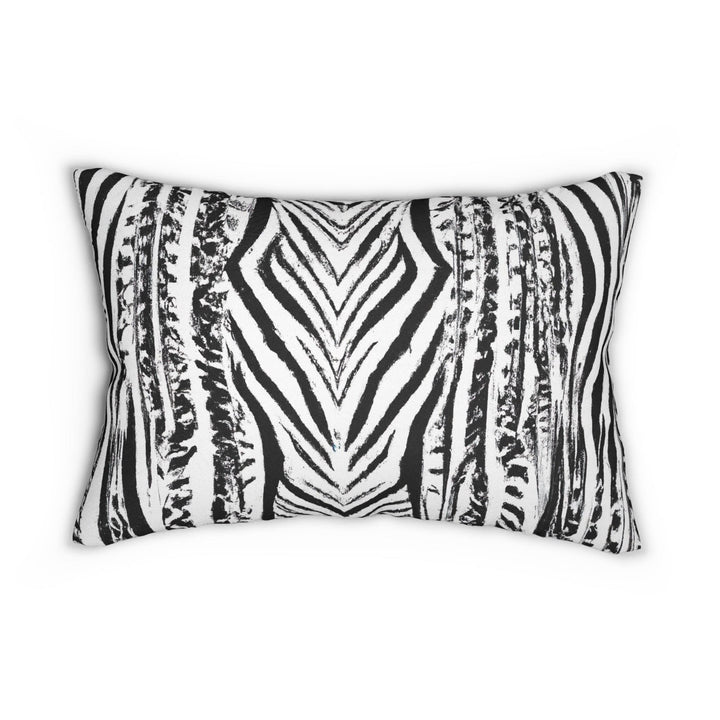 Decorative Lumbar Throw Pillow - Native Black and White Abstract Pattern