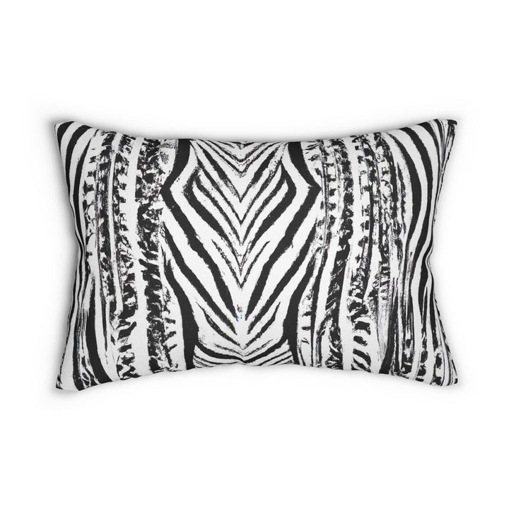 Decorative Lumbar Throw Pillow - Native Black and White Abstract Pattern