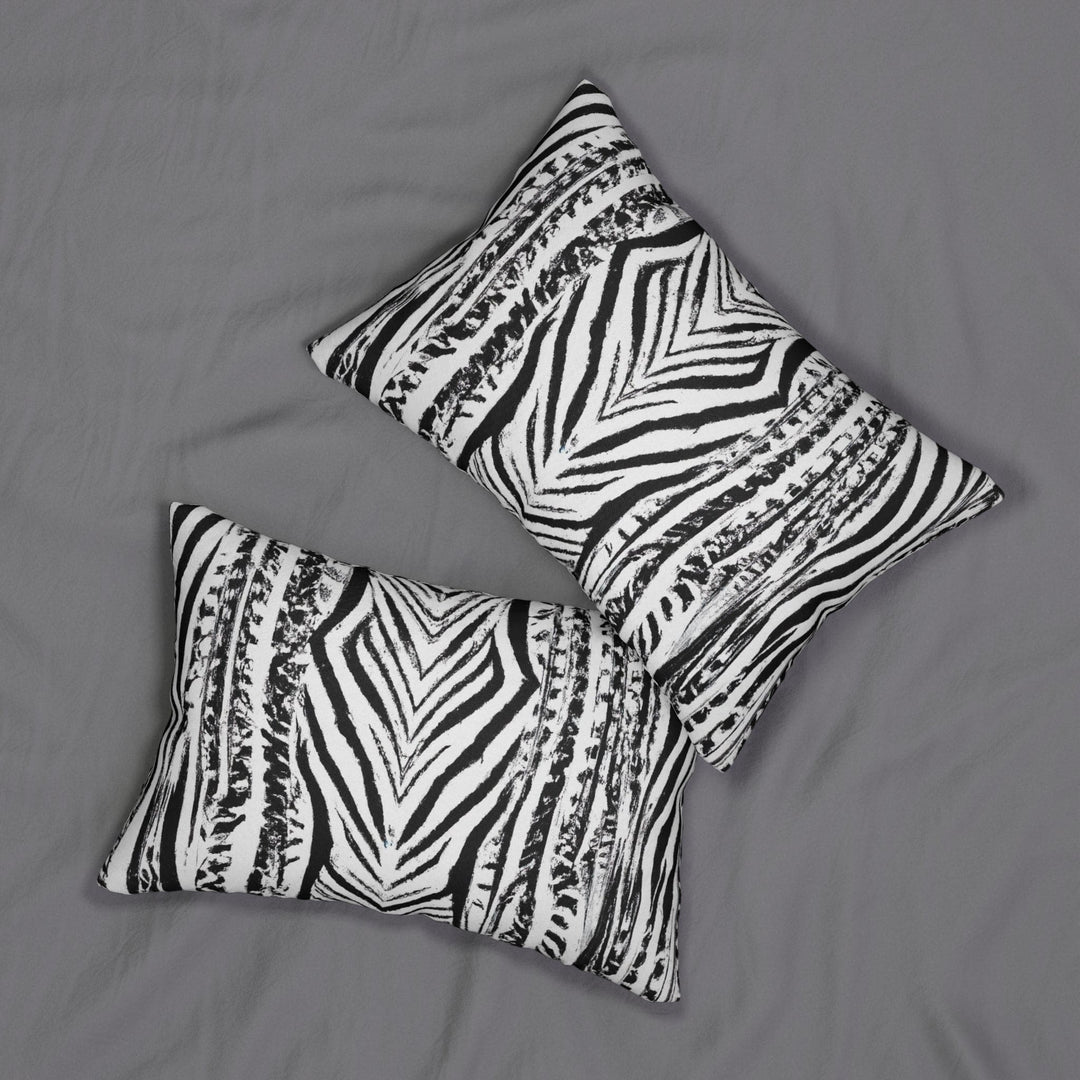 Decorative Lumbar Throw Pillow - Native Black and White Abstract Pattern