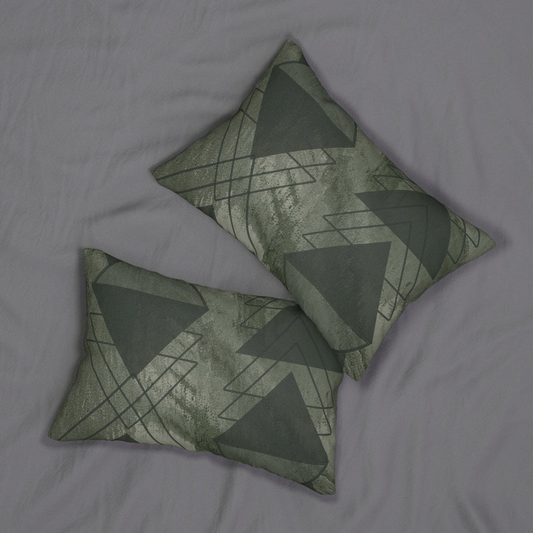 Decorative Lumbar Throw Pillow - Olive Green Triangular Colorblock
