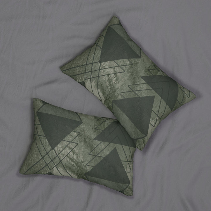 Decorative Lumbar Throw Pillow - Olive Green Triangular Colorblock