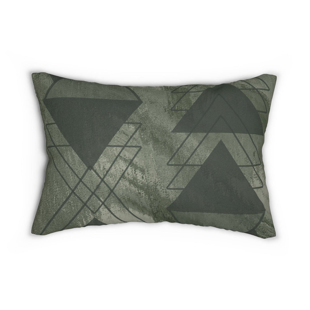 Decorative Lumbar Throw Pillow - Olive Green Triangular Colorblock