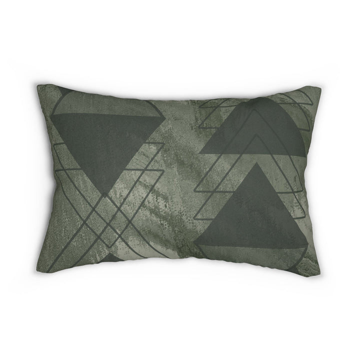 Decorative Lumbar Throw Pillow - Olive Green Triangular Colorblock