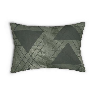 Decorative Lumbar Throw Pillow - Olive Green Triangular Colorblock - Home Decor