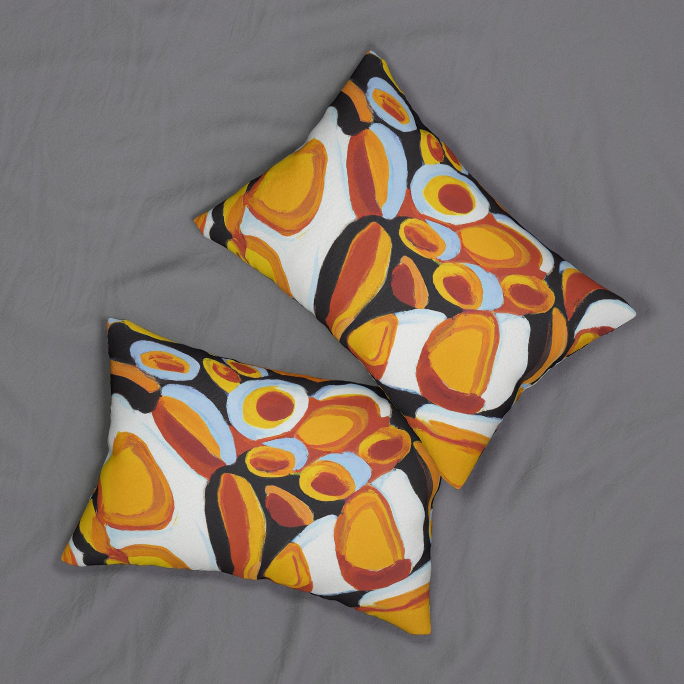 Decorative Lumbar Throw Pillow - Orange Black White Geometric Print Pattern