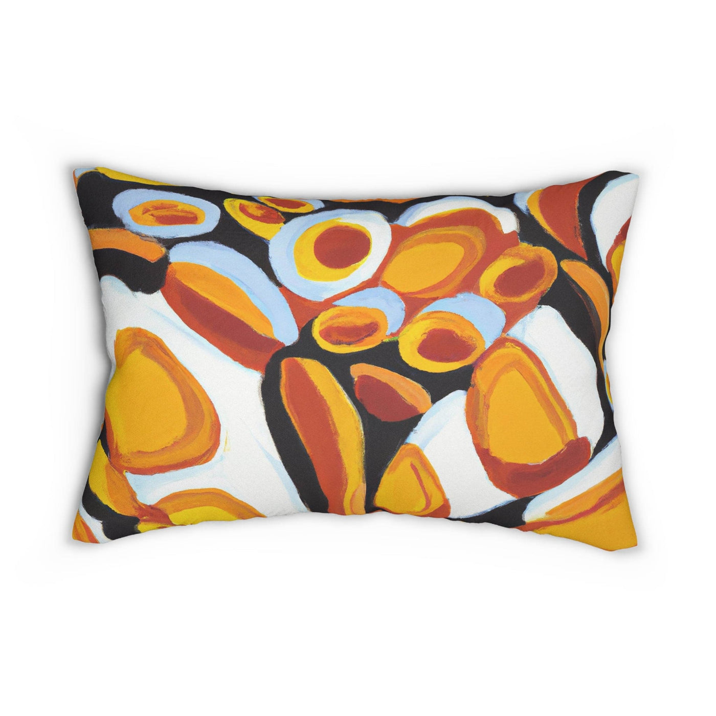 Decorative Lumbar Throw Pillow - Orange Black White Geometric Print Pattern