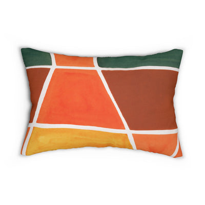 Decorative Lumbar Throw Pillow - Orange Green Yellow Boho Pattern - Home Decor