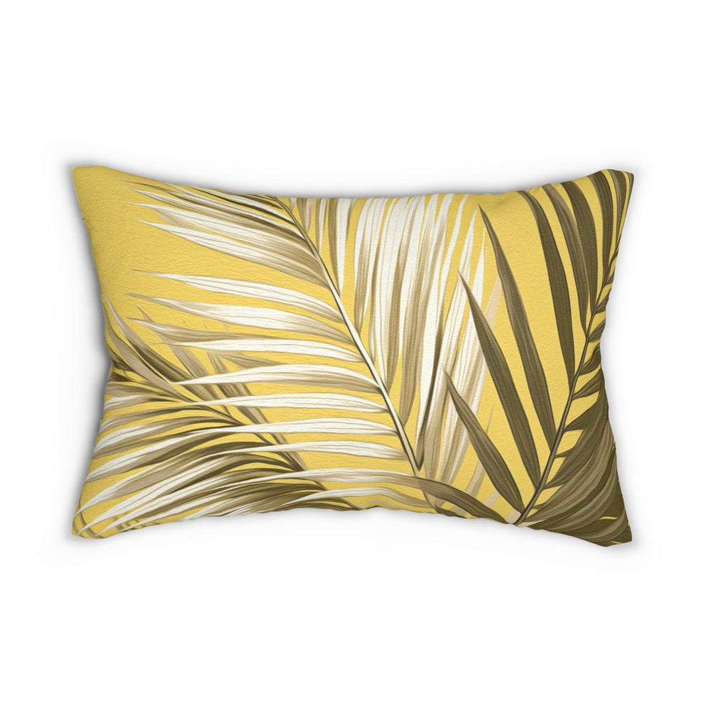 Decorative Lumbar Throw Pillow - Palm Tree Brown and White Leaves with Yellow