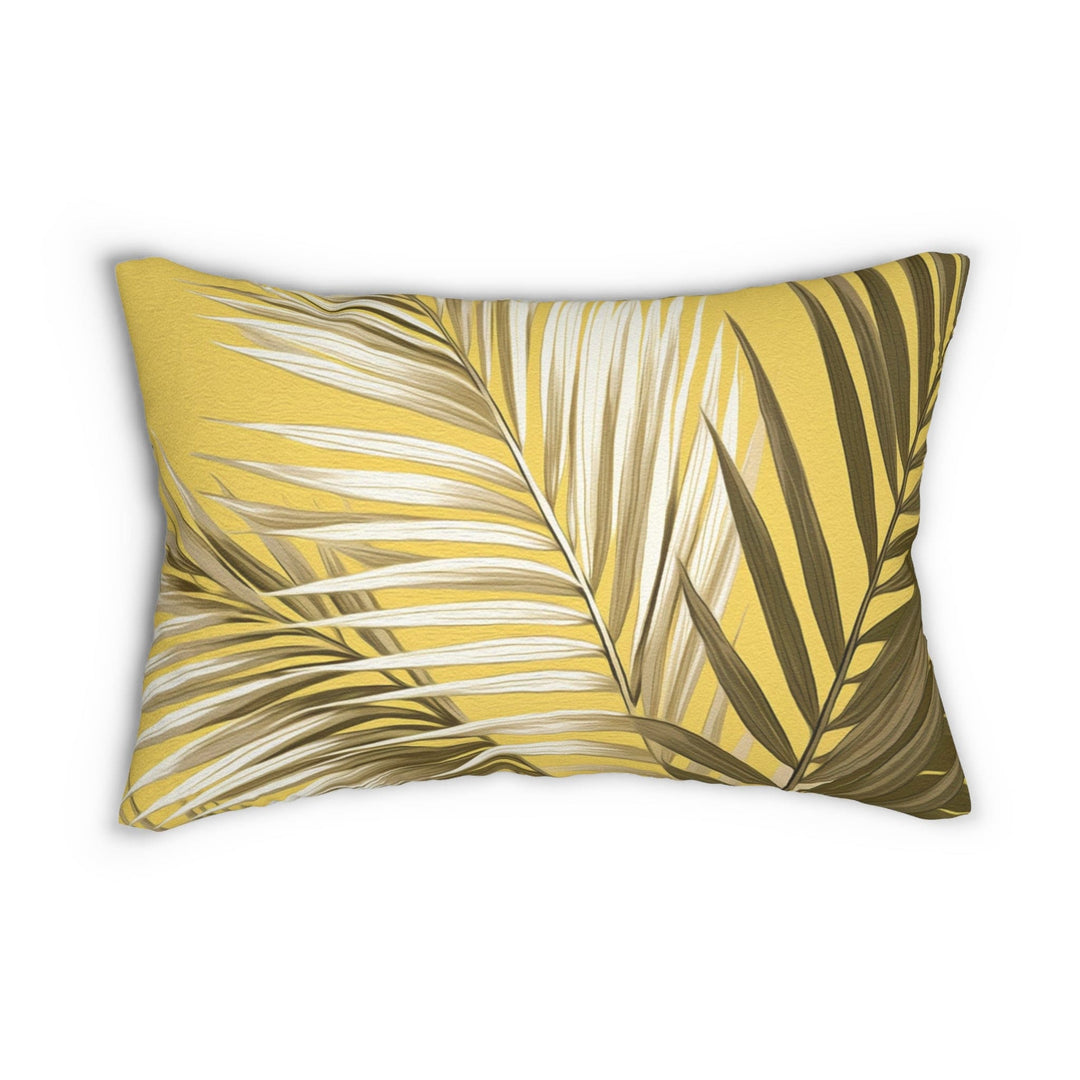 Decorative Lumbar Throw Pillow - Palm Tree Brown and White Leaves with Yellow