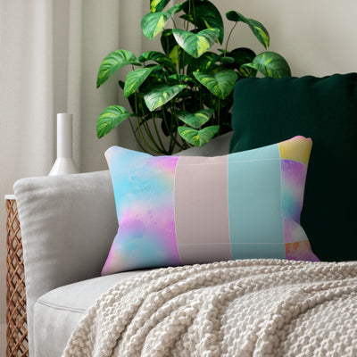 Decorative Lumbar Throw Pillow - Pastel Colorblock Watercolor Illustration