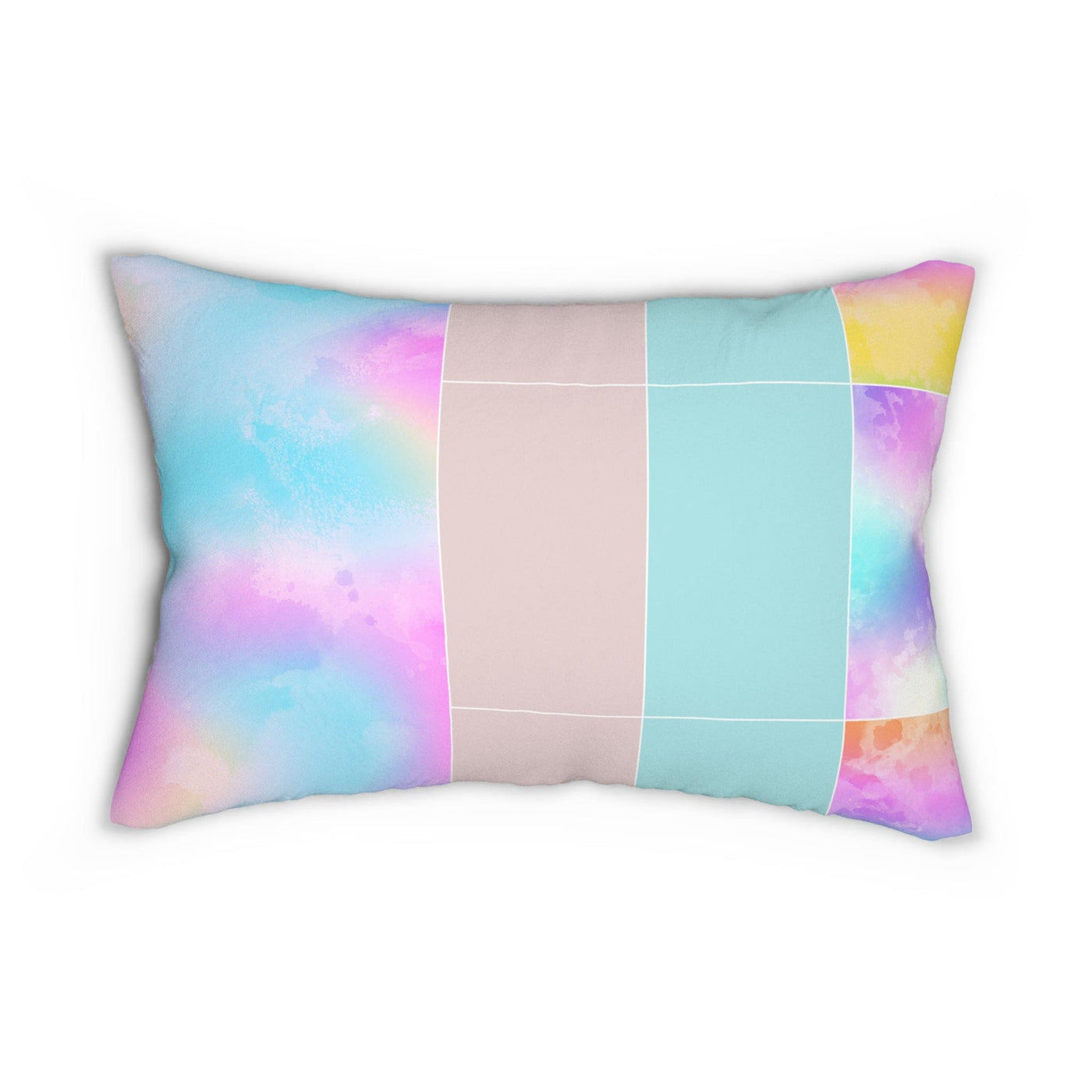 Decorative Lumbar Throw Pillow - Pastel Colorblock Watercolor Illustration