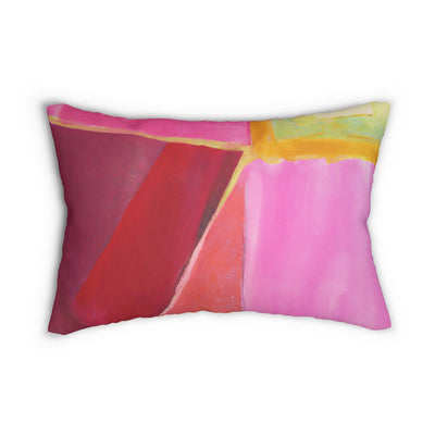 Decorative Lumbar Throw Pillow - Pink Mauve Red Geometric Pattern - Home Decor