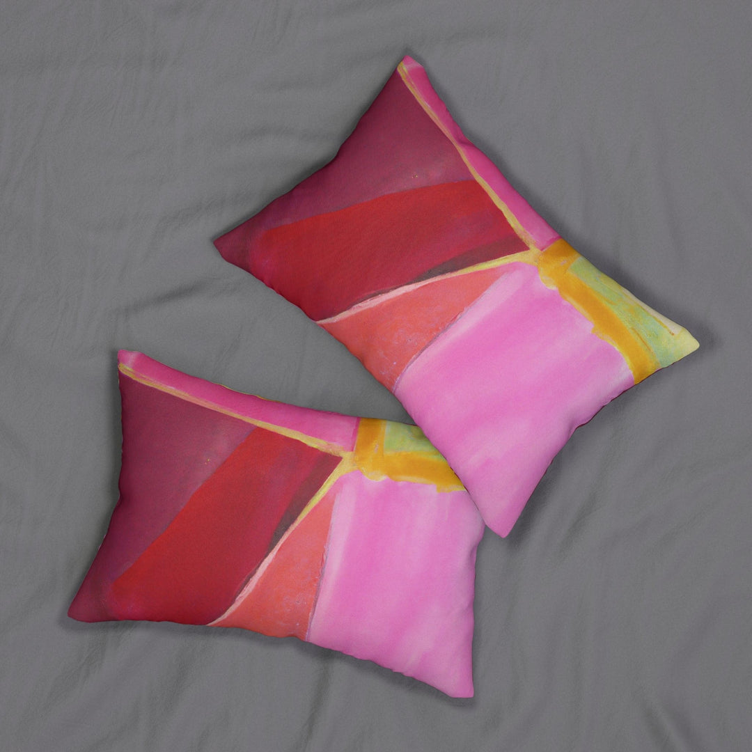 Decorative Lumbar Throw Pillow - Pink Mauve Red Geometric Pattern - Decorative