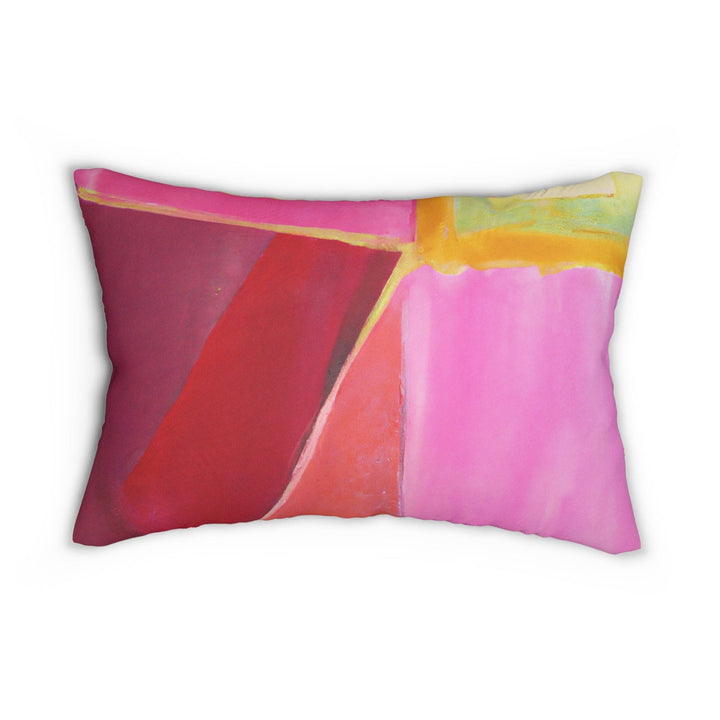 Decorative Lumbar Throw Pillow - Pink Mauve Red Geometric Pattern - Decorative