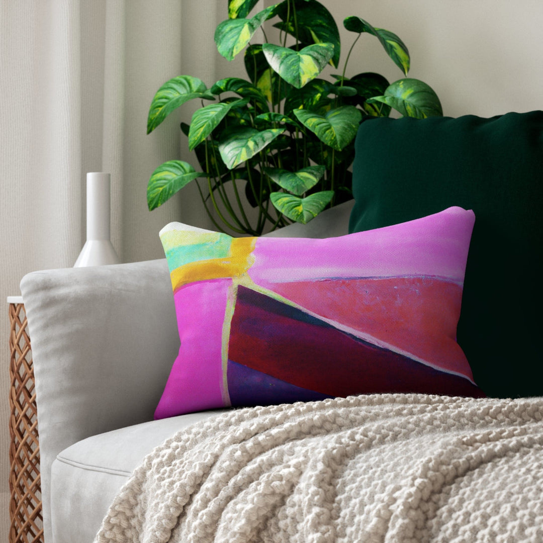 Decorative Lumbar Throw Pillow - Pink Purple Red Geometric Pattern