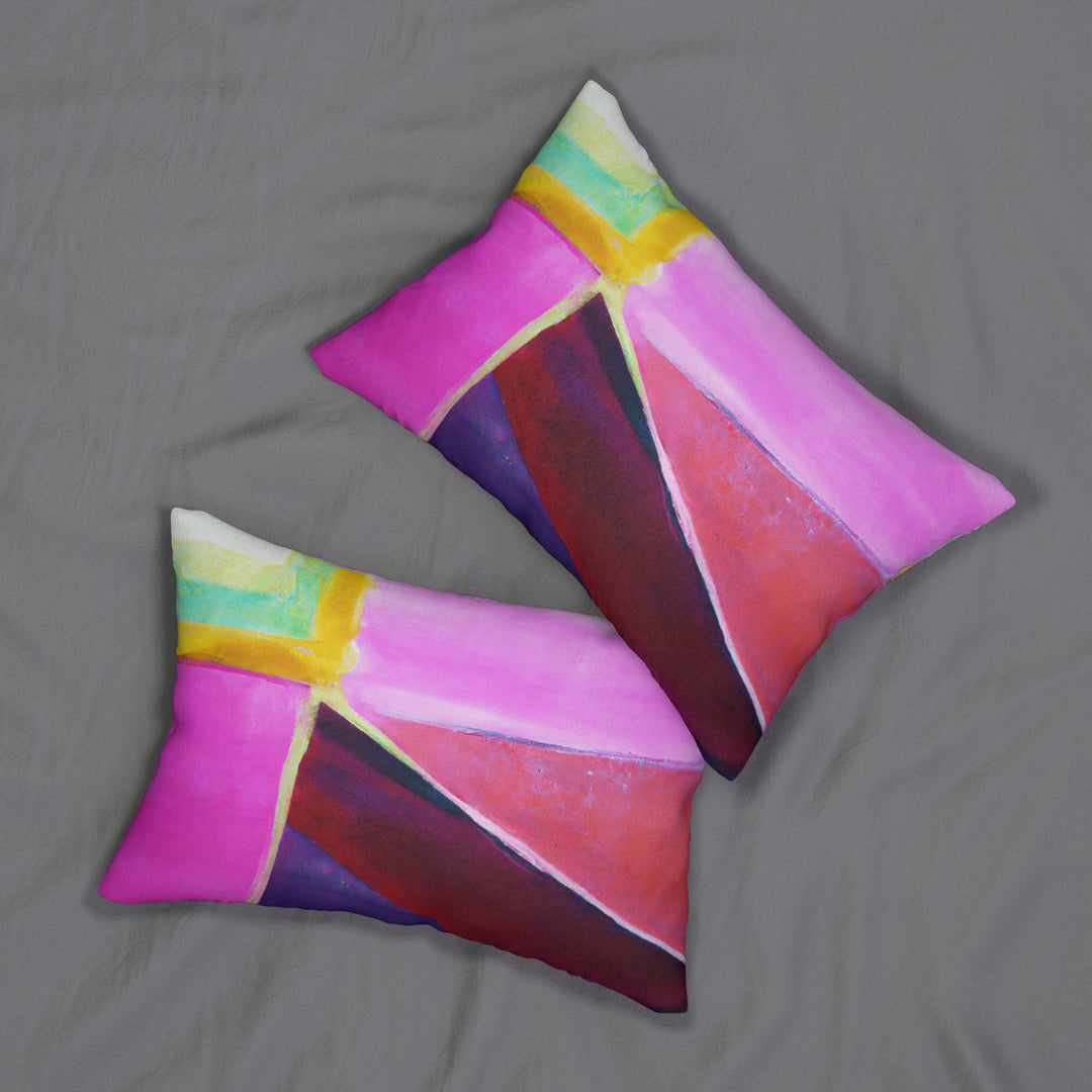 Decorative Lumbar Throw Pillow - Pink Purple Red Geometric Pattern