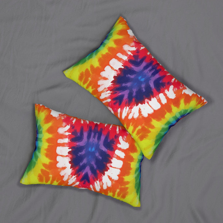 Decorative Lumbar Throw Pillow - Psychedelic Rainbow Tie Dye - Decorative