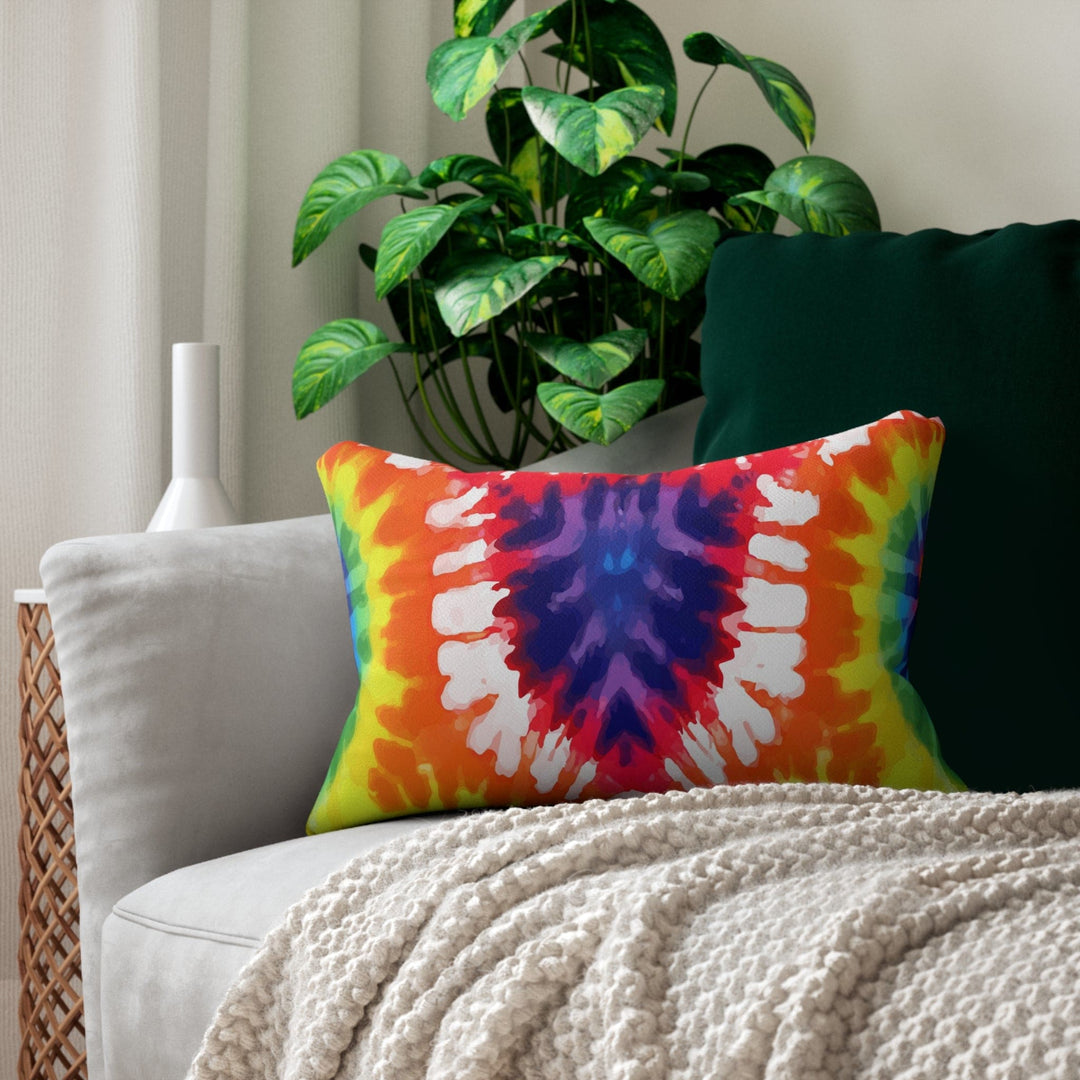 Decorative Lumbar Throw Pillow - Psychedelic Rainbow Tie Dye - Decorative