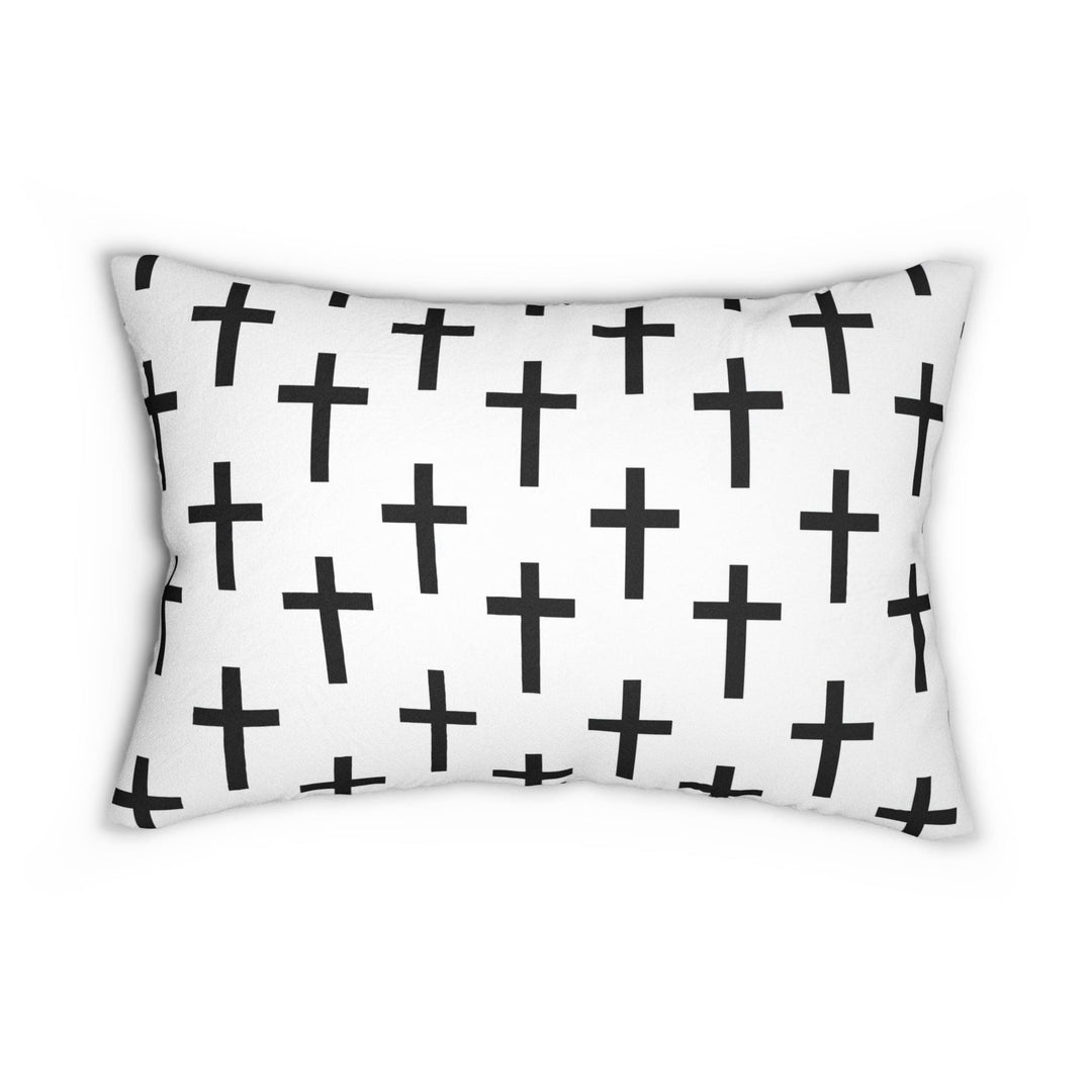 Decorative Lumbar Throw Pillow - White and Black Seamless Cross Pattern