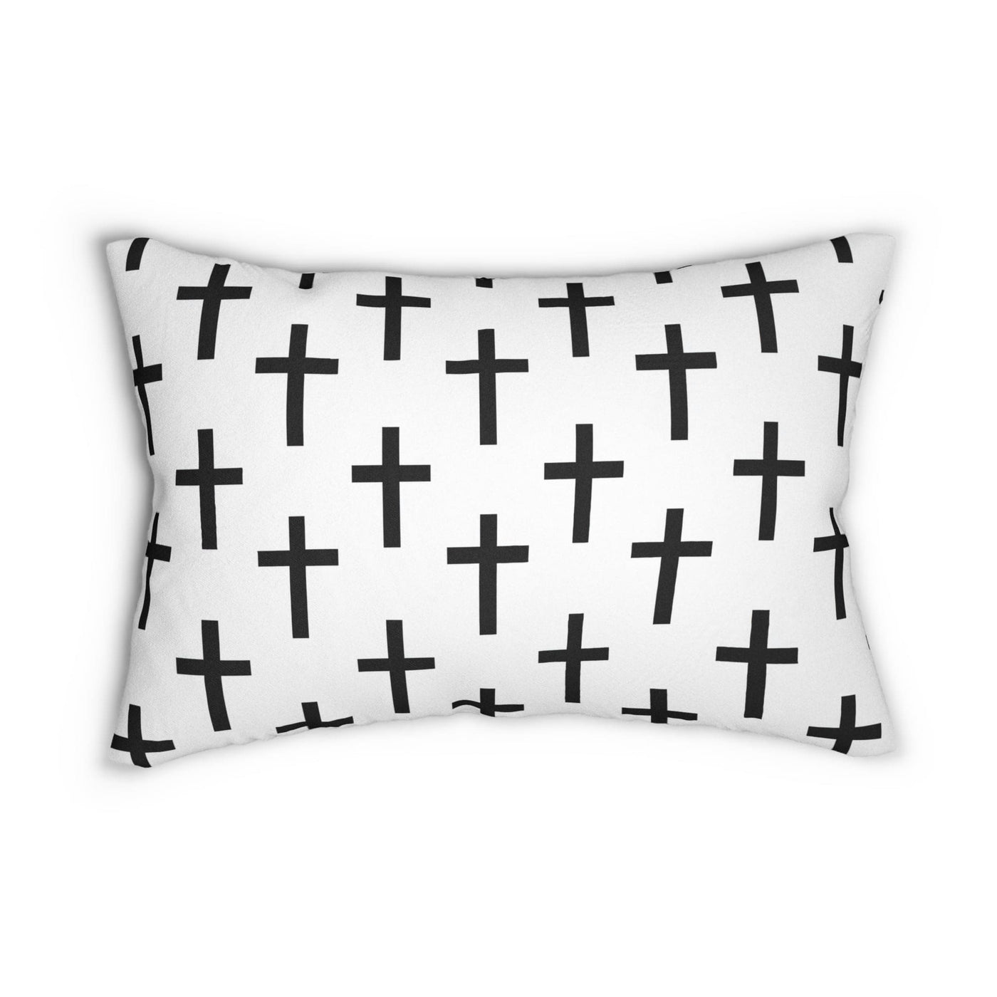 Decorative Lumbar Throw Pillow - White And Black Seamless Cross Pattern - Home