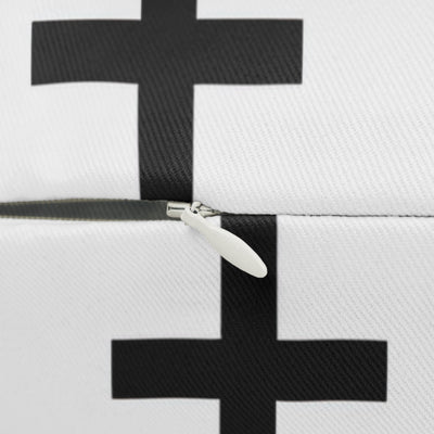 Decorative Lumbar Throw Pillow - White And Black Seamless Cross Pattern - Home