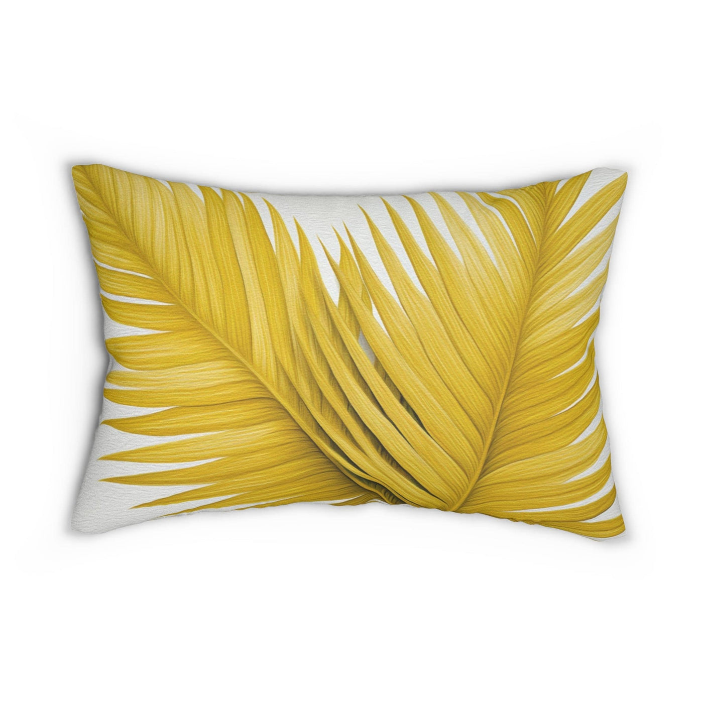 Decorative Lumbar Throw Pillow - Yellow Palm Tree Leaves Minimalist Art - Home