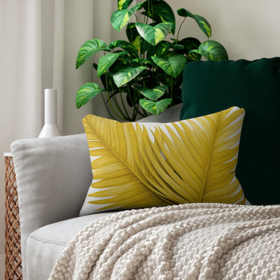 Decorative Lumbar Throw Pillow - Yellow Palm Tree Leaves Minimalist Art - Home