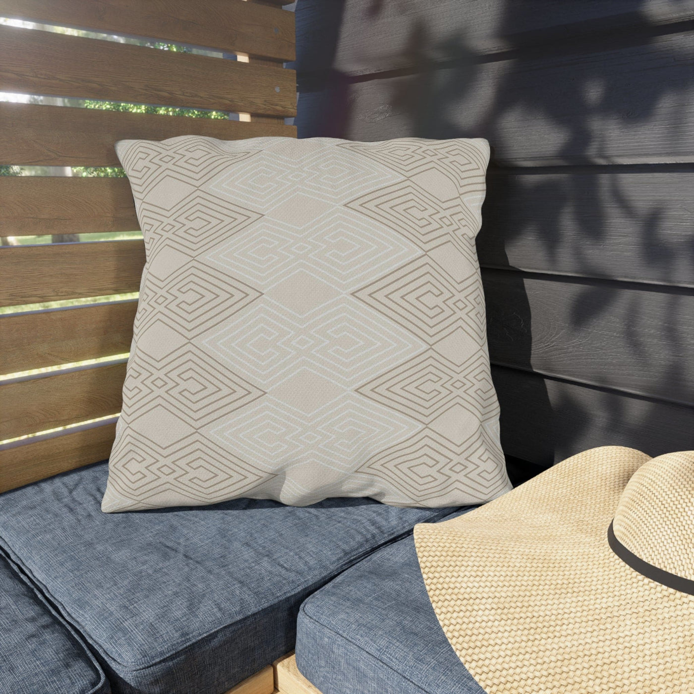 Decorative Outdoor Pillows - Set Of 2 Beige And White Tribal Geometric Aztec