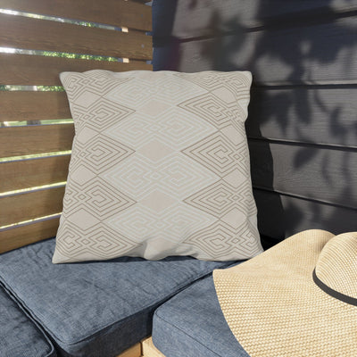 Decorative Outdoor Pillows - Set Of 2 Beige And White Tribal Geometric Aztec
