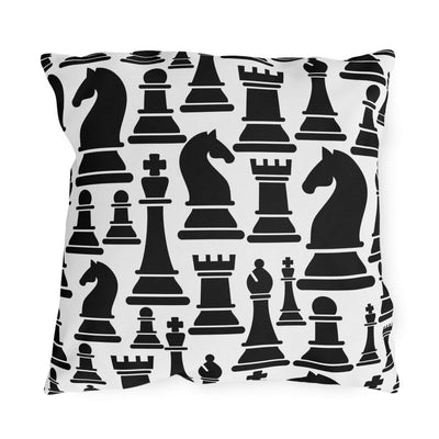 Decorative Outdoor Pillows - Set Of 2 Black And White Chess Print | Throw Indoor