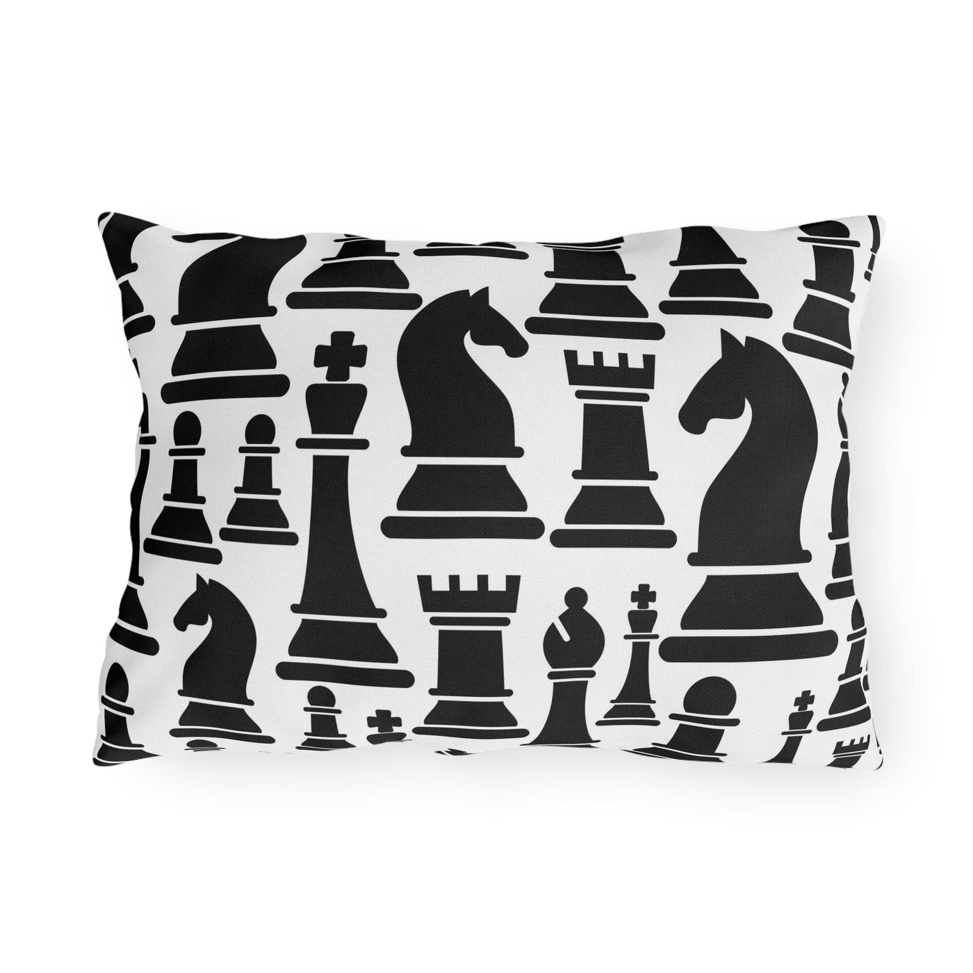 Decorative Outdoor Pillows - Set Of 2 Black And White Chess Print | Throw Indoor