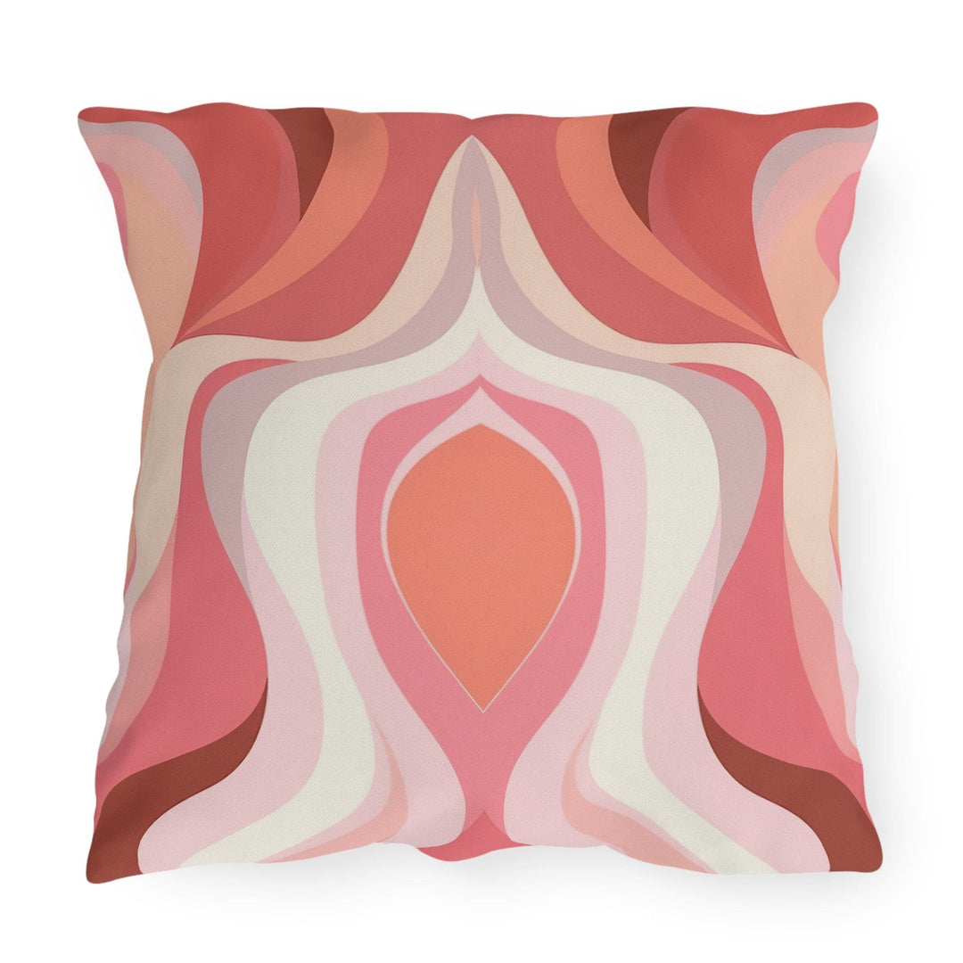 Decorative Indoor/outdoor Pillow Boho Pink White Swirl Lines - Decorative