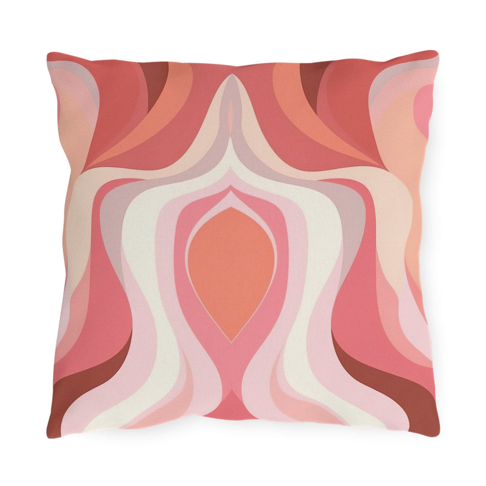 Decorative Indoor/outdoor Pillow Boho Pink White Swirl Lines - Decorative