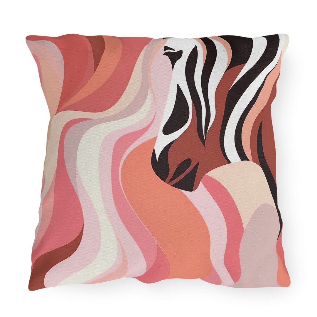 Decorative Indoor/outdoor Pillow Boho Pink and White Swirl Lines - Decorative