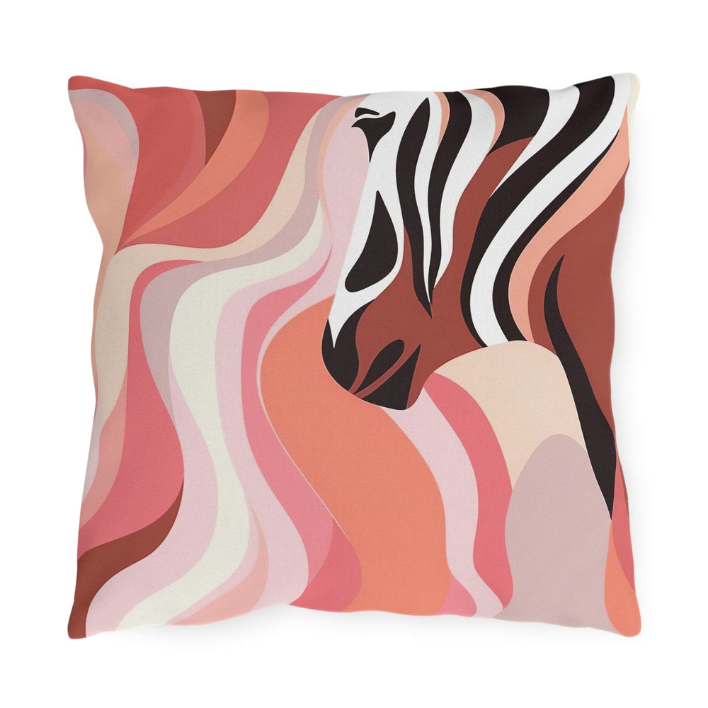 Decorative Indoor/outdoor Pillow Boho Pink and White Swirl Lines - Decorative