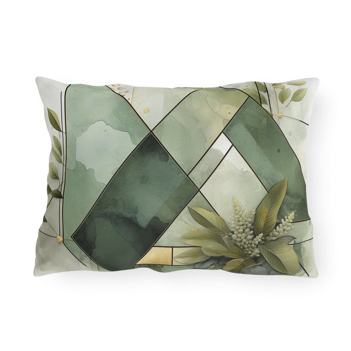Decorative Indoor/outdoor Pillow - Olive Green Mint Leaf Geometric Style